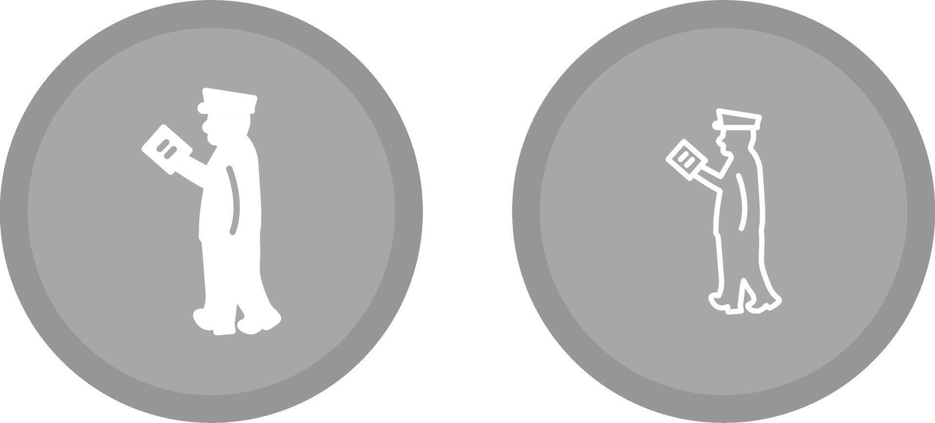 Guard Checking Passport Vector Icon