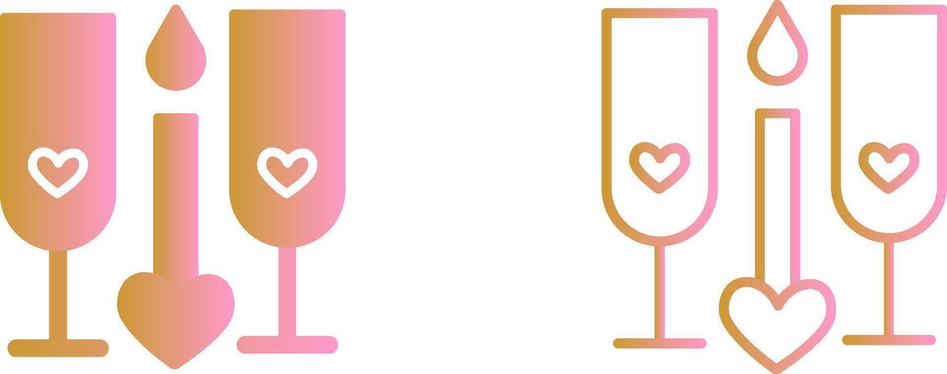 Two Glasses Romantic Vector Icon