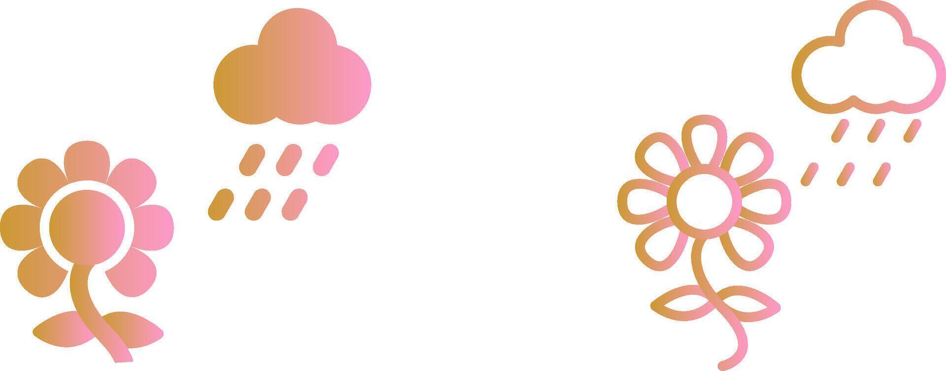Flower with rain Vector Icon