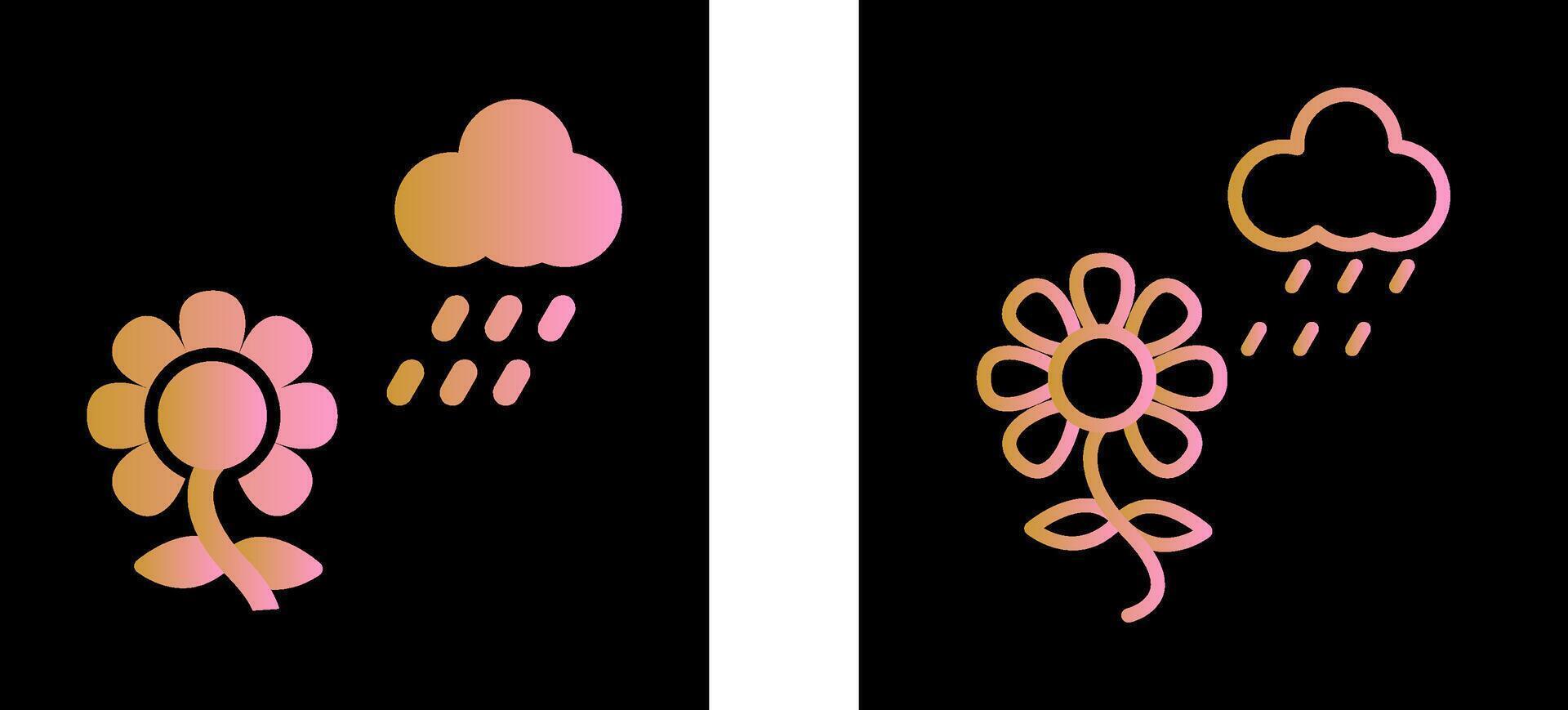Flower with rain Vector Icon