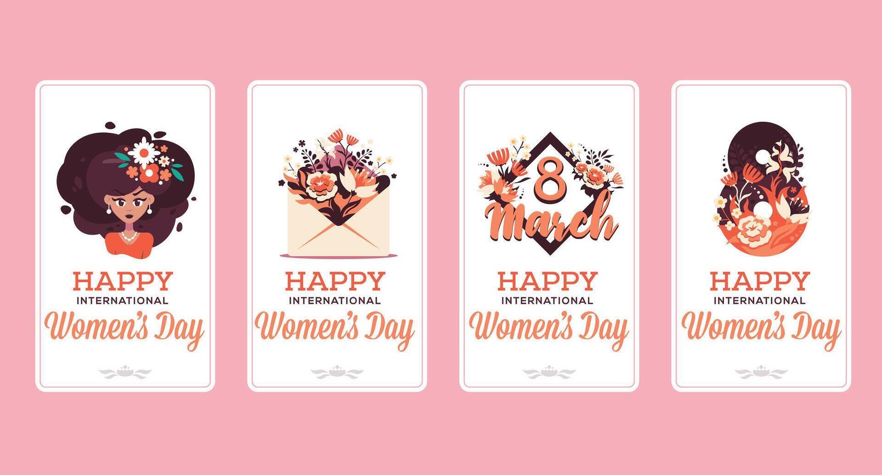 Woman's day greeting cards vector