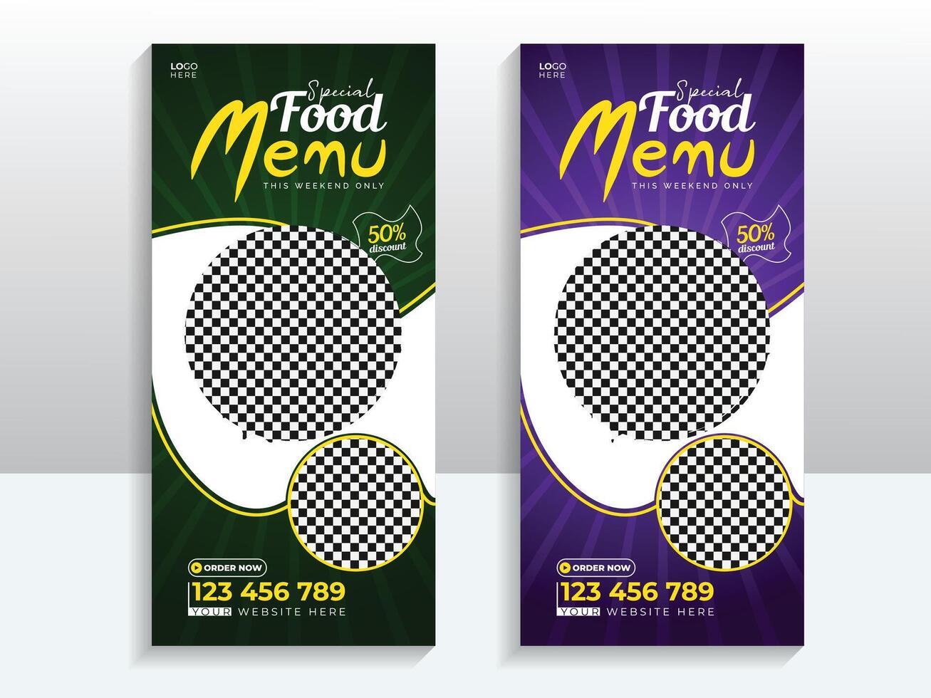 Food menu roll up banner template for restaurant or food business vector