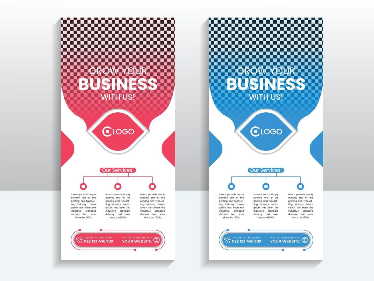 Modern business conference roll up banner or rack card design template vector