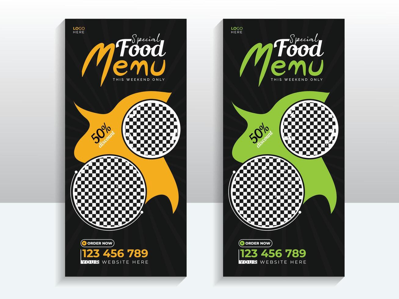 Food menu roll up banner template for restaurant or food business vector