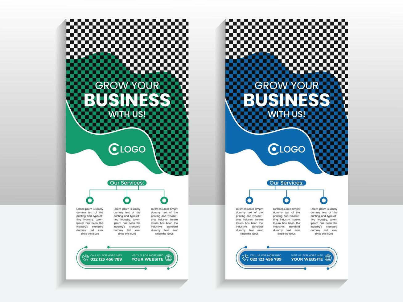 Modern business conference roll up banner or rack card design template vector