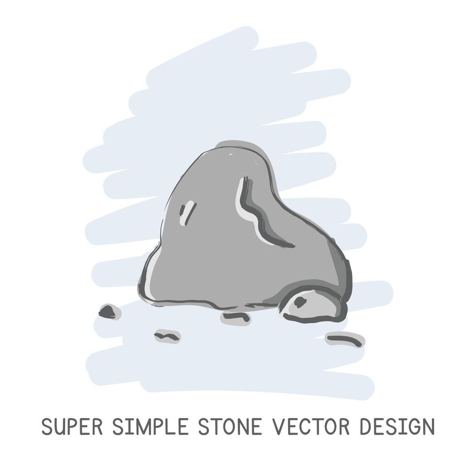 Super simple stone hand-drawn doodle style vector design. Nature elements concept. Cute stones quick simple drawing on a light blue sketch background