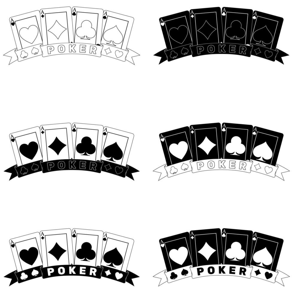 póker tarjetas rodeado por un cinta vector