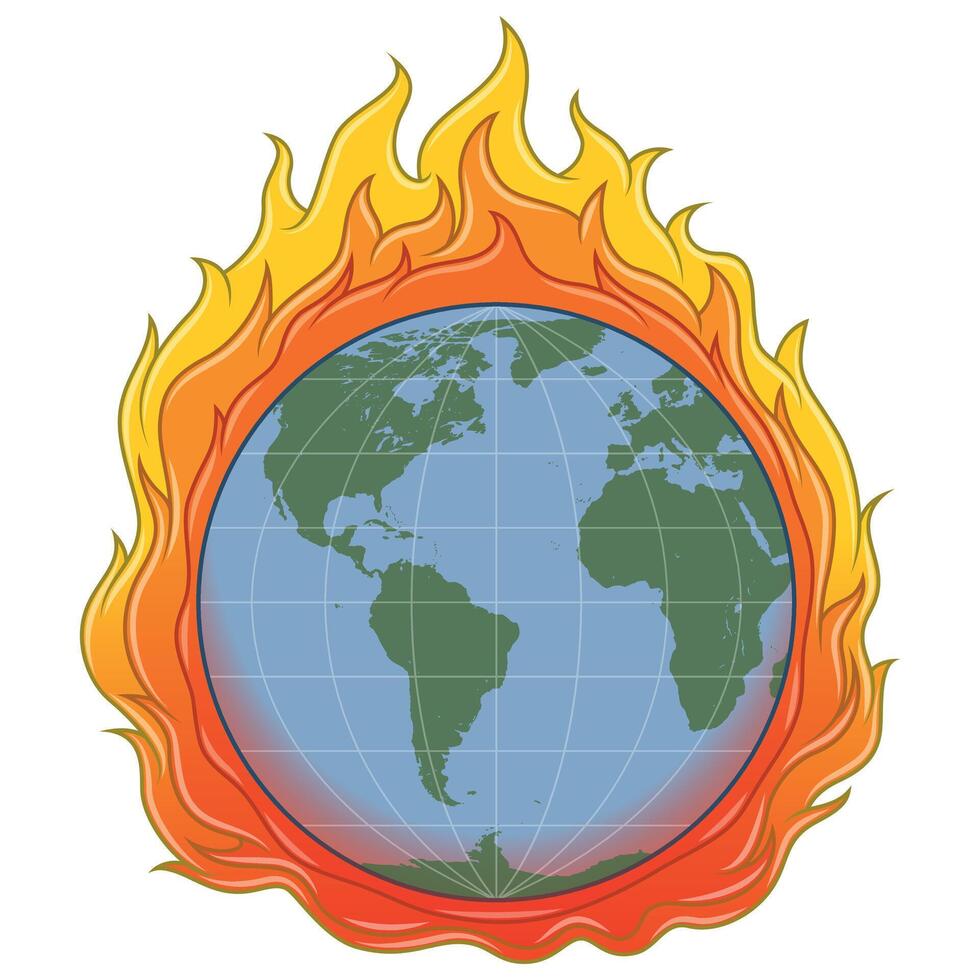 Planet Earth engulfed in fire vector