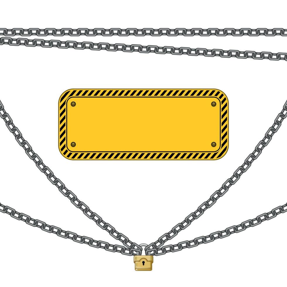 Warning sign with padlock and chains vector