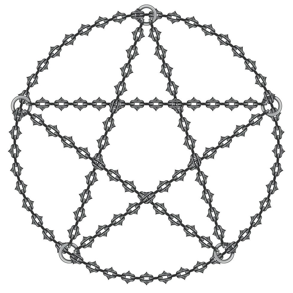 Pentagram of cutting chains vector