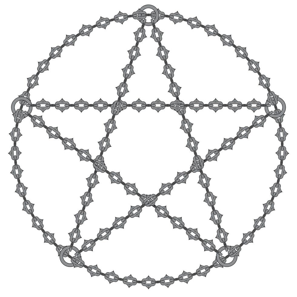 Pentagram of cutting chains vector
