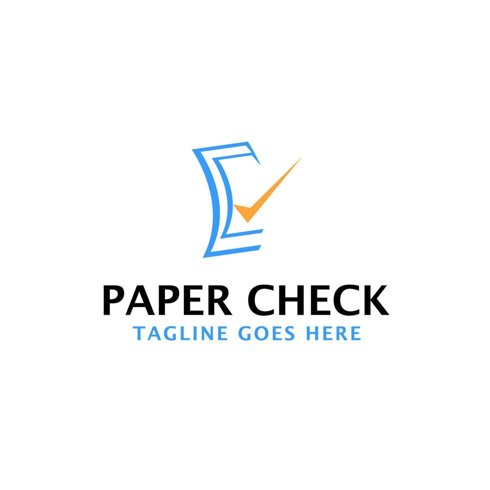 Paper Check Mark Logo Design Concept Vector Illustration