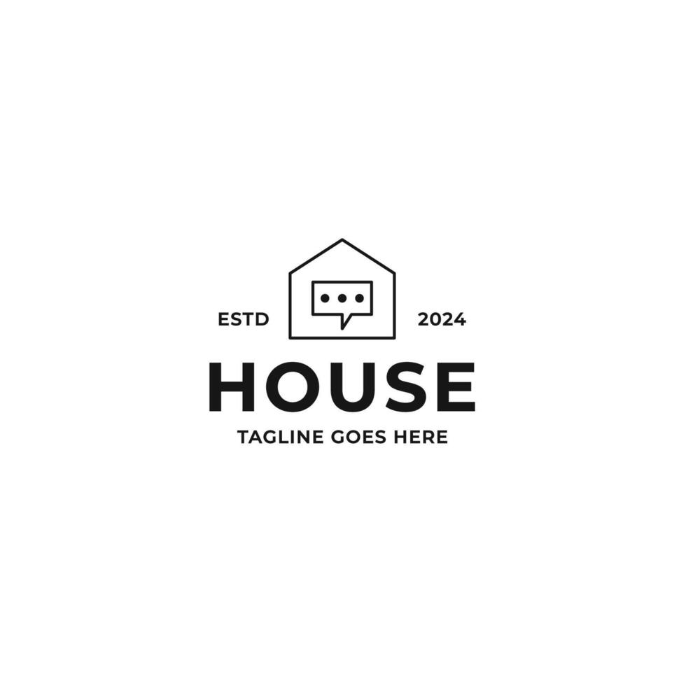 House Chat Logo Design Concept Vector Illustration