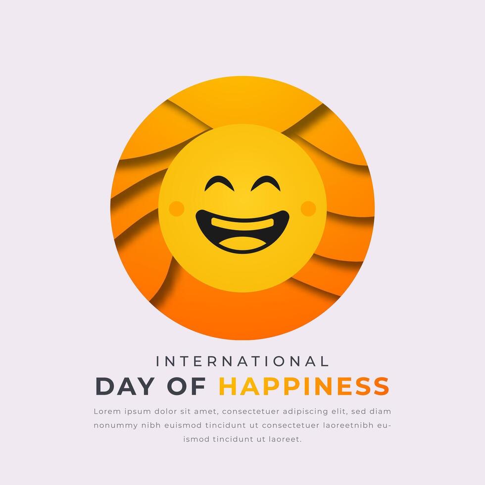 International Day of Happiness Paper cut style Vector Design Illustration for Background, Poster, Banner, Advertising, Greeting Card