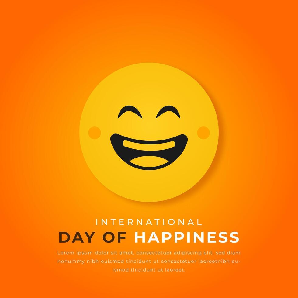 International Day of Happiness Paper cut style Vector Design Illustration for Background, Poster, Banner, Advertising, Greeting Card