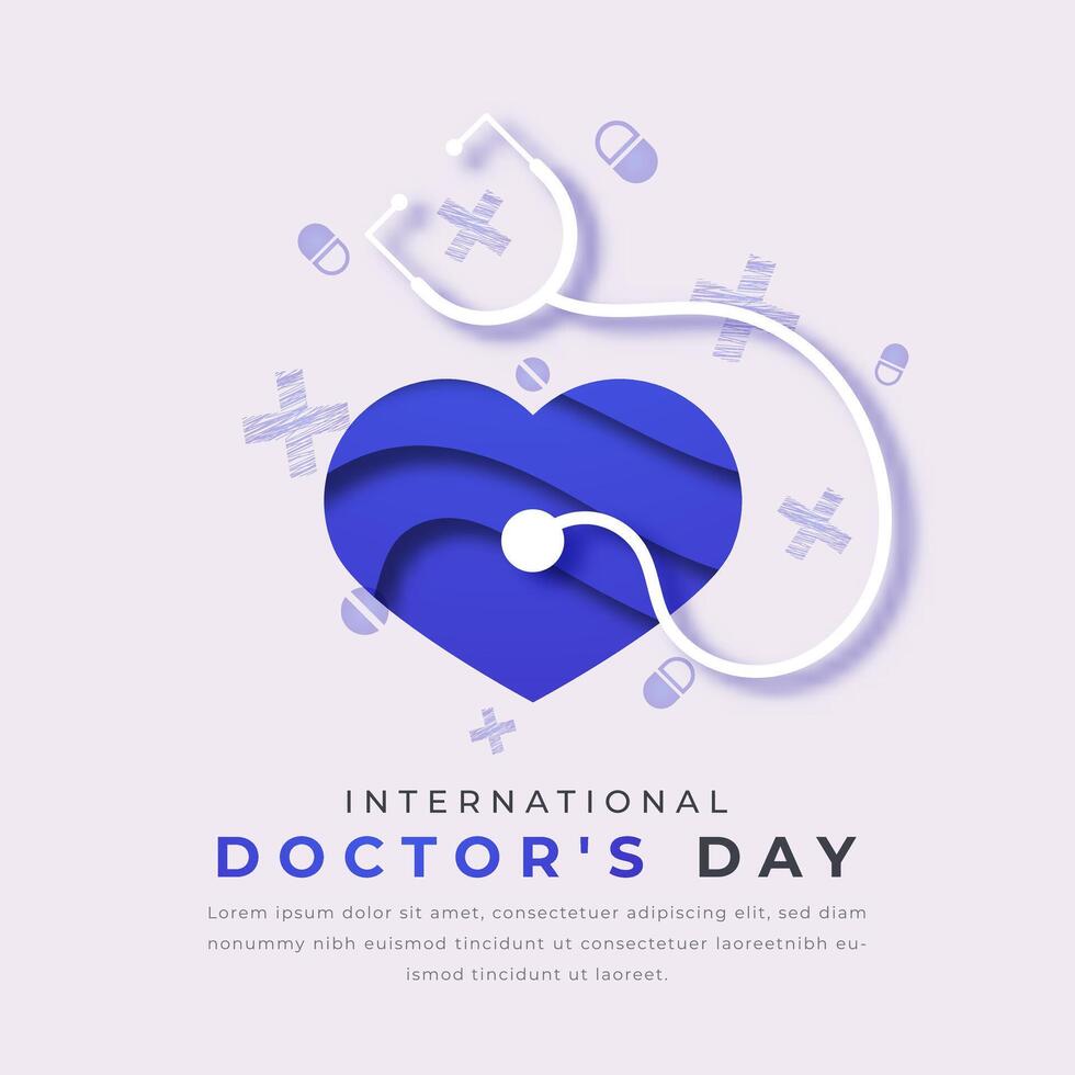 internacional del doctor día papel cortar estilo vector diseño ilustración para fondo, póster, bandera, publicidad, saludo tarjeta