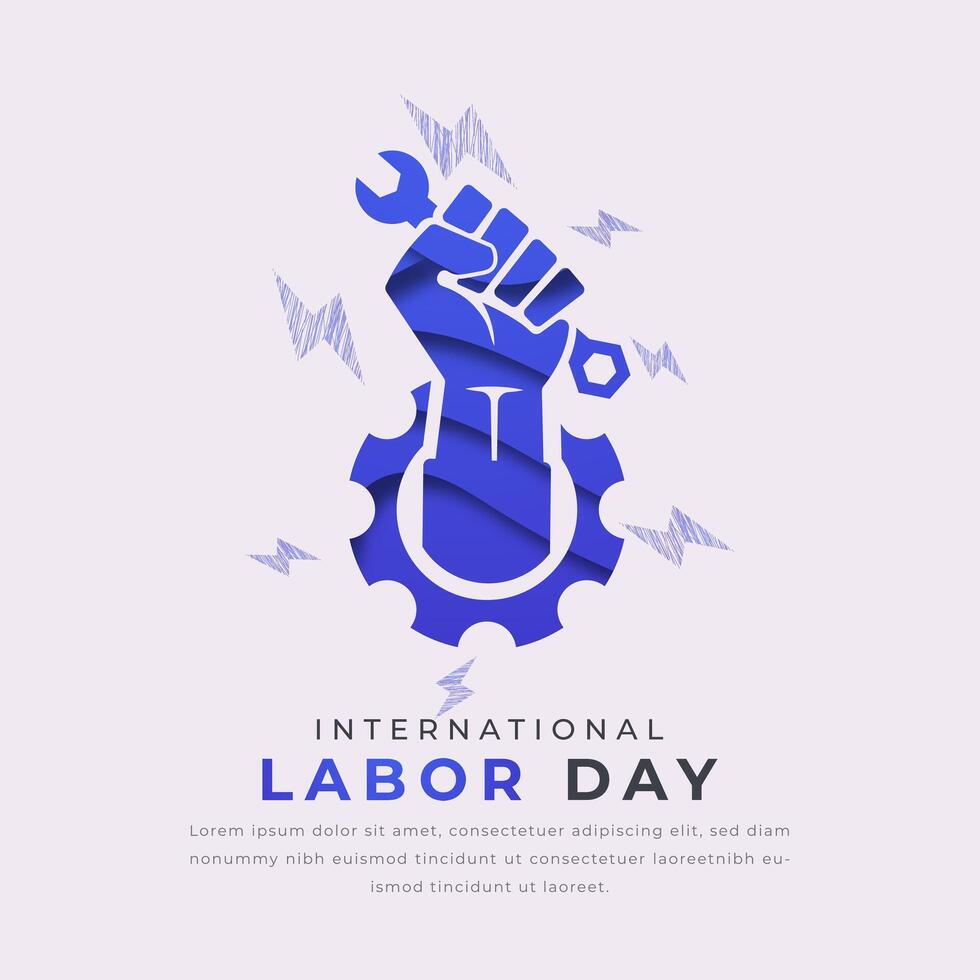 International Labor Day Paper cut style Vector Design Illustration for Background, Poster, Banner, Advertising, Greeting Card