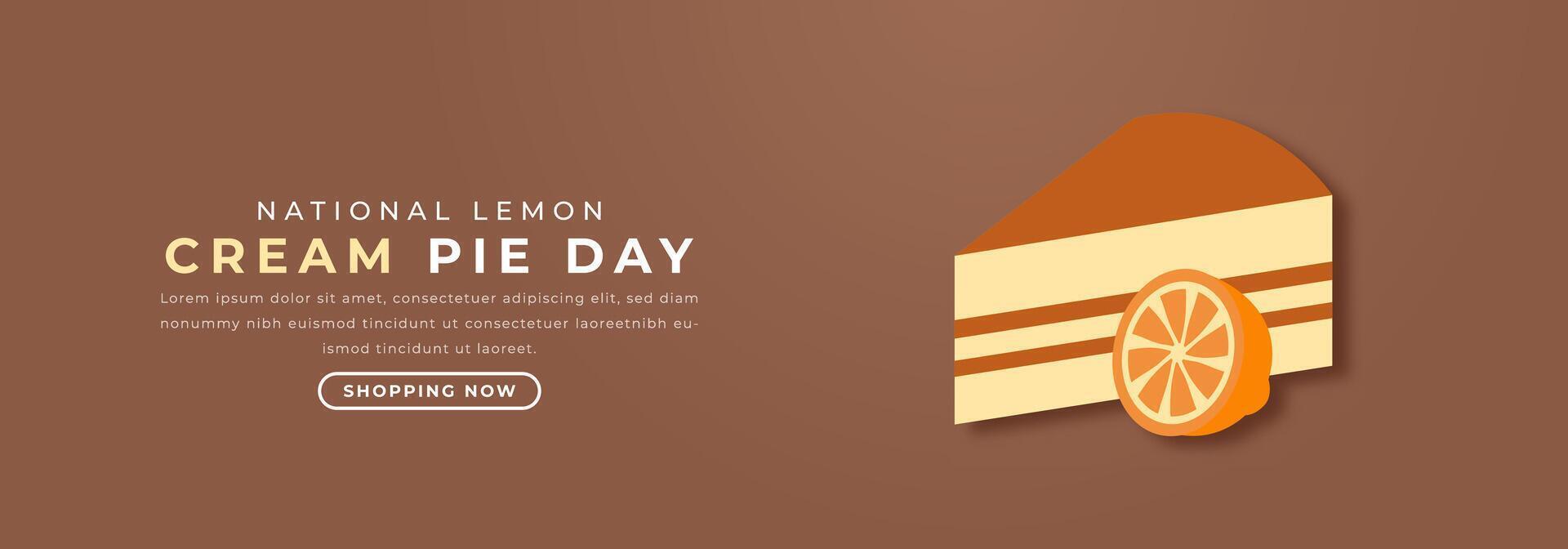 nacional limón crema tarta día papel cortar estilo vector diseño ilustración para fondo, póster, bandera, publicidad, saludo tarjeta