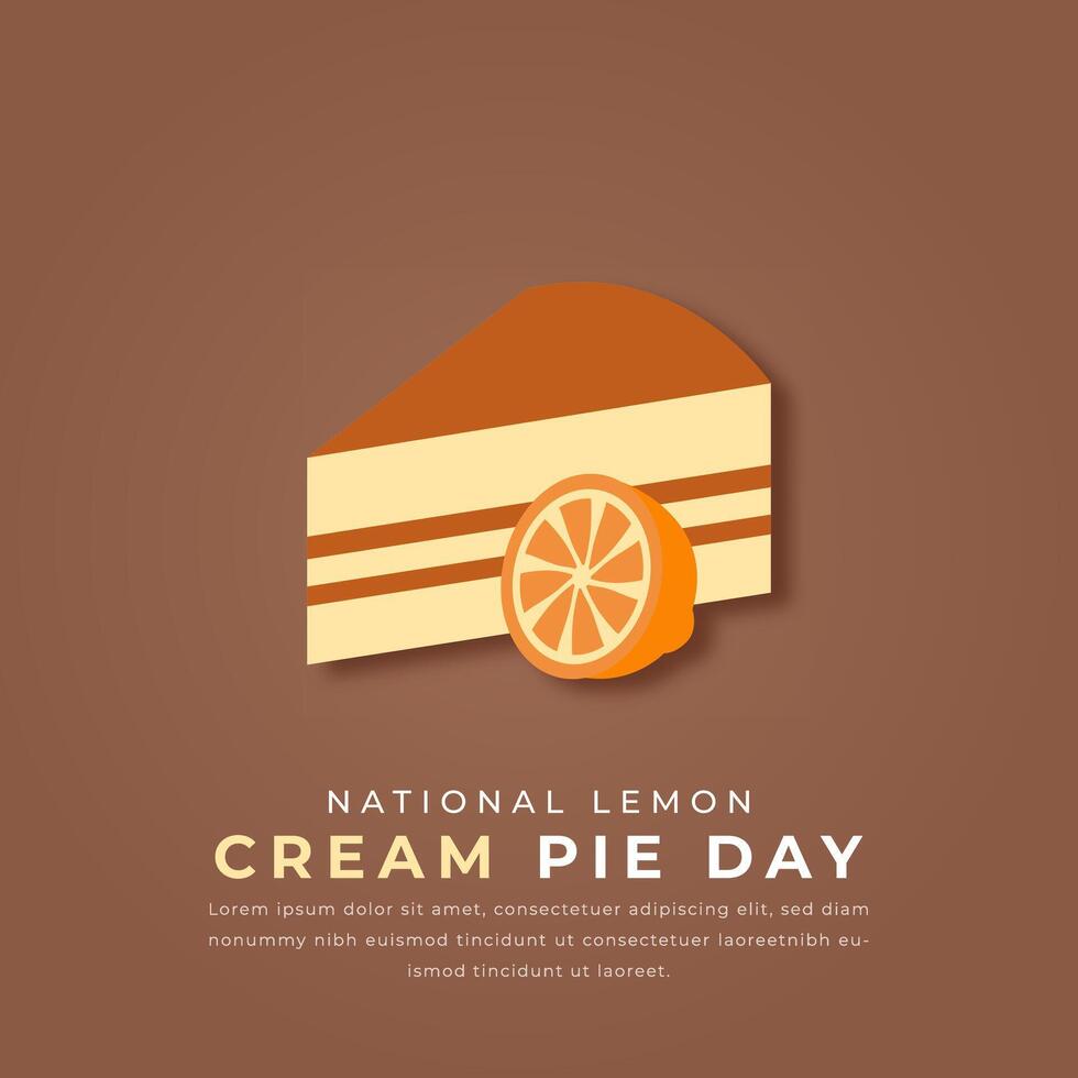 National Lemon Cream Pie Day Paper cut style Vector Design Illustration for Background, Poster, Banner, Advertising, Greeting Card