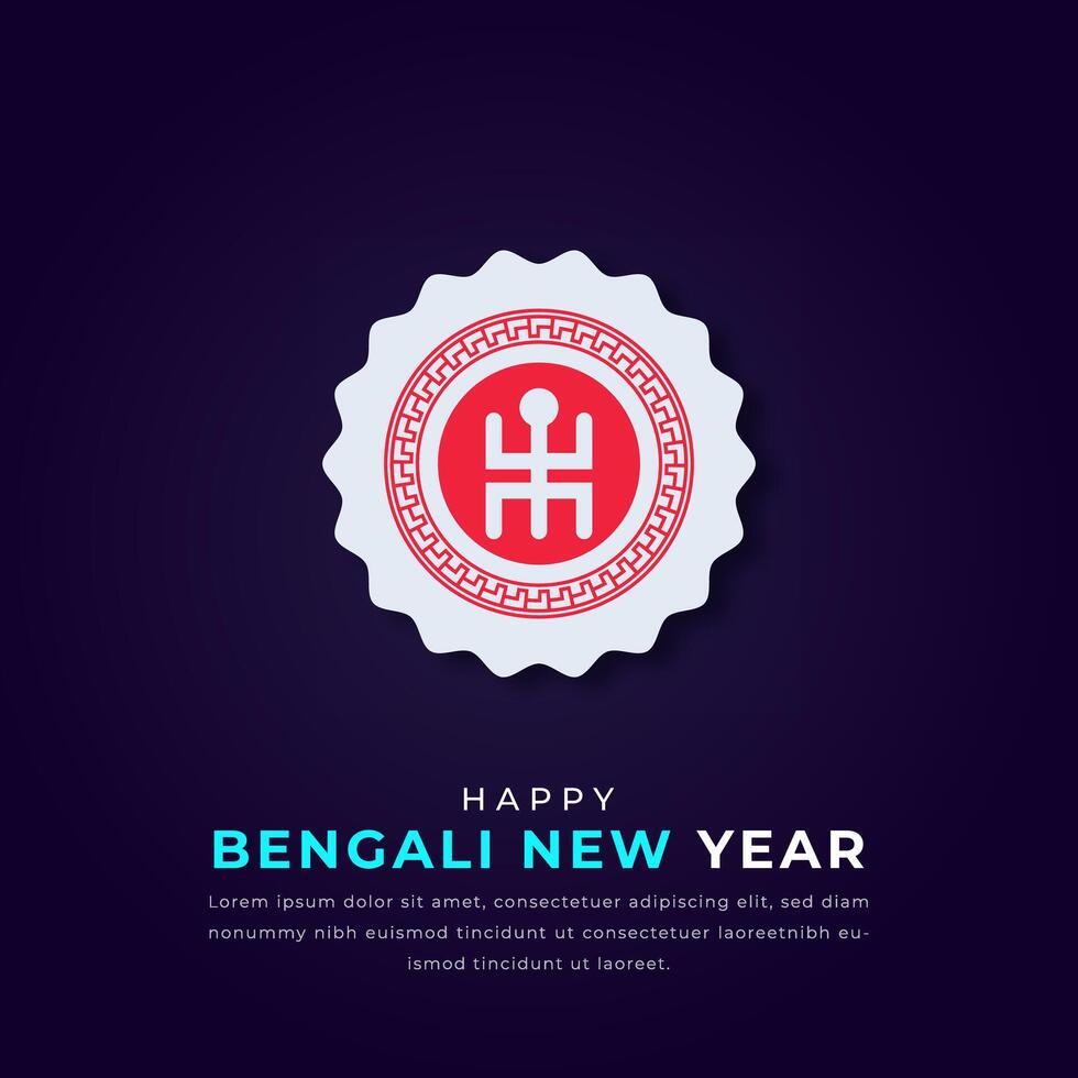 Happy Bengali New Year Paper cut style Vector Design Illustration for Background, Poster, Banner, Advertising, Greeting Card