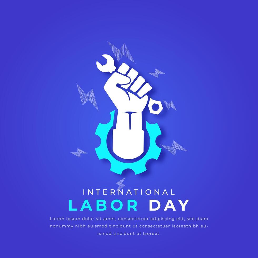 internacional labor día papel cortar estilo vector diseño ilustración para fondo, póster, bandera, publicidad, saludo tarjeta