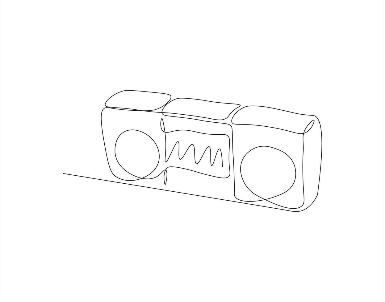 Continuous Line Drawing Of Old Fashioned Analog Radio Tape. One Line Of Radio Tape. Radio Tape Continuous Line Art. Editable Outline. vector