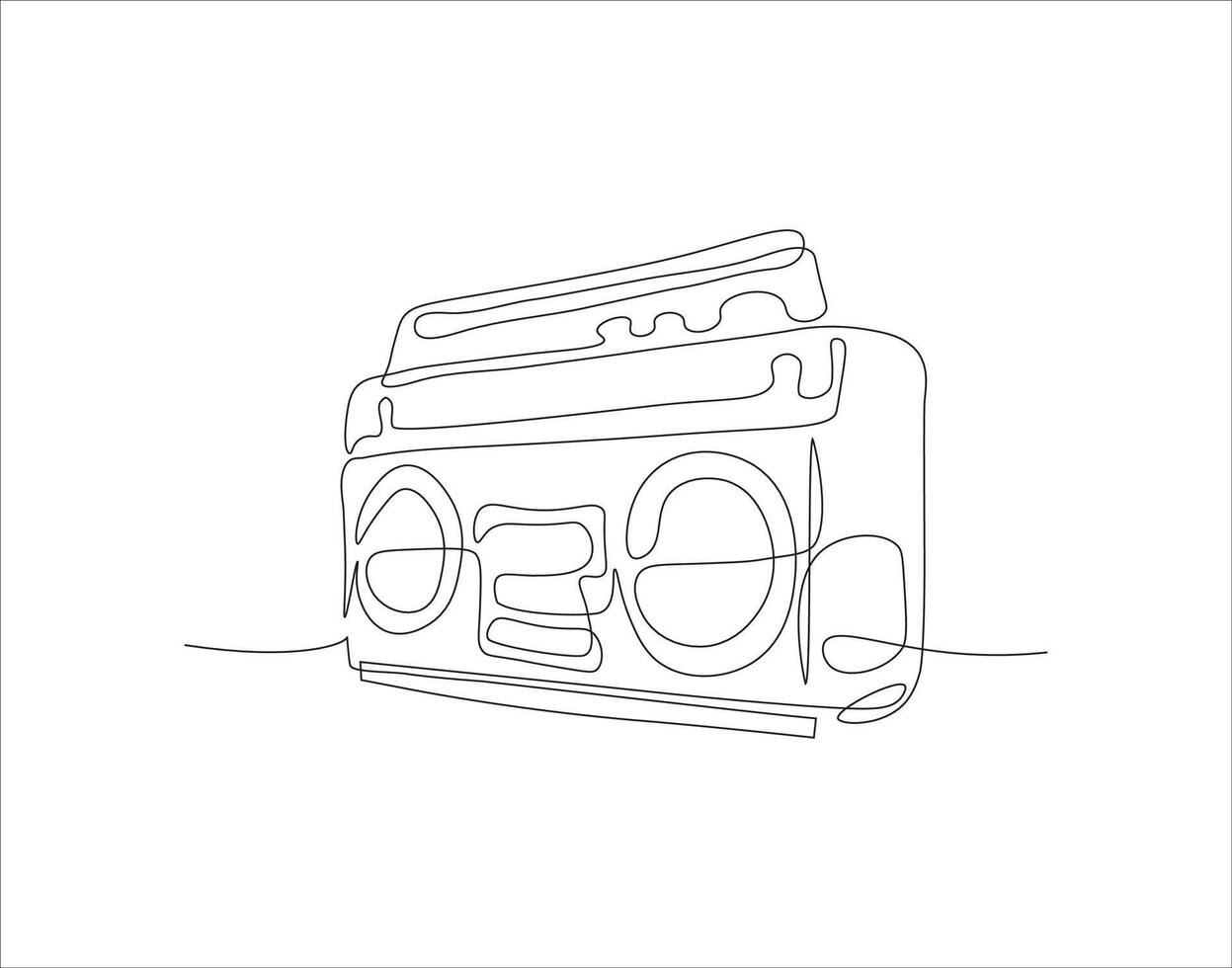 Continuous Line Drawing Of Old Fashioned Analog Radio Tape. One Line Of Radio Tape. Radio Tape Continuous Line Art. Editable Outline. vector