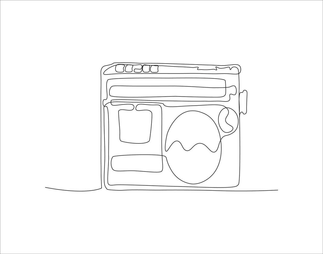 Continuous Line Drawing Of Old Fashioned Analog Radio Tape. One Line Of Radio Tape. Radio Tape Continuous Line Art. Editable Outline. vector