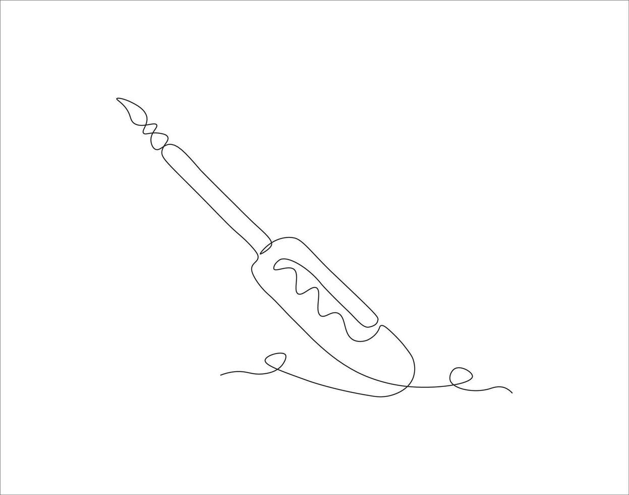 Continuous Line Drawing Of Screwdriver. One Line Of Screwdriver. Screwdriver Continuous Line Art. Editable Outline. vector