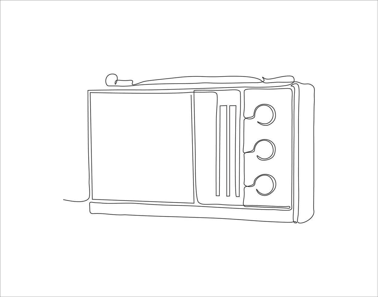 Continuous Line Drawing Of Old Fashioned Analog Radio Tape. One Line Of Radio Tape. Radio Tape Continuous Line Art. Editable Outline. vector