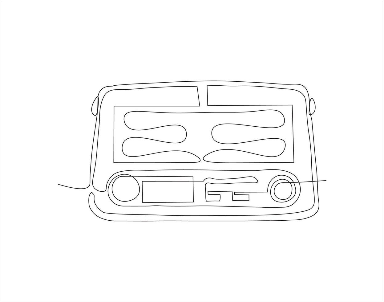 Continuous Line Drawing Of Old Fashioned Analog Radio Tape. One Line Of Radio Tape. Radio Tape Continuous Line Art. Editable Outline. vector