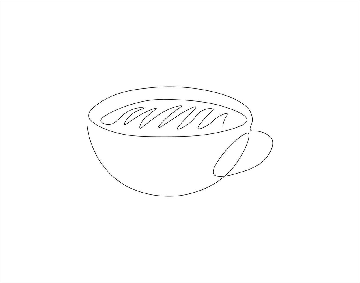 Continuous Line Drawing Of Cup Of Coffee. One Line Of Coffee. A Cup Of Coffee Continuous Line Art. Editable Outline. vector