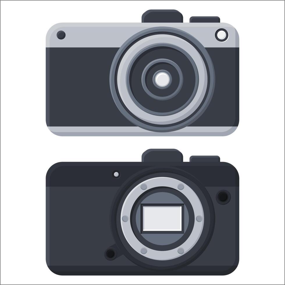 Vector Camera Icon Design. Photography Symbol Illustration. Black Camera Design.