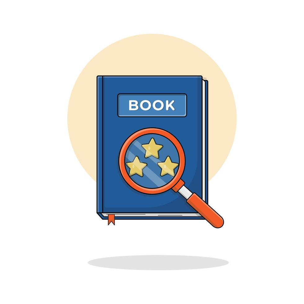 Book with Magnifying Glass Vector Illustration. Book Review and Analysis Concept Design