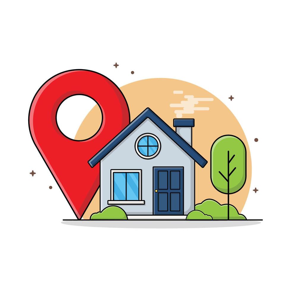 House and Location Symbol Vector Illustration. Home Delivery Service Concept Design