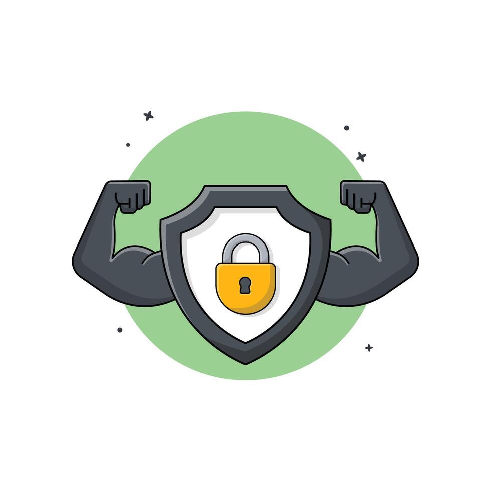 Strong Security Vector Illustration. Cyber Security and Data Protection Concept Design