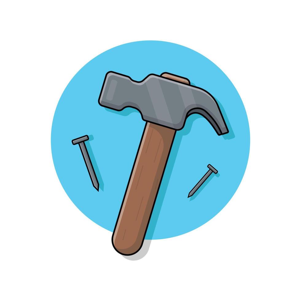 Claw Hammer and Nails Vector Illustration. Repair Tools Concept Design