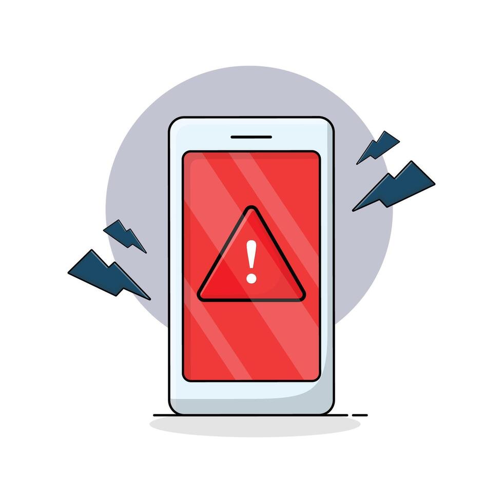 Warning Sign on Phone Vector Illustration. Alert Concept Design