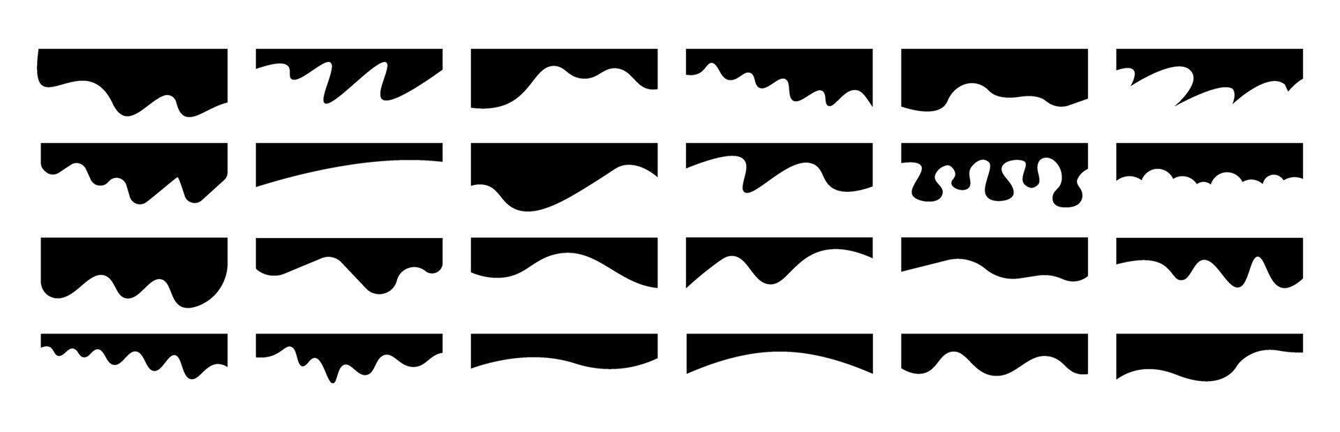 Border, lines, wave website divider collection. Geometric header template design. Modern social media icon separators. Vector illustration.