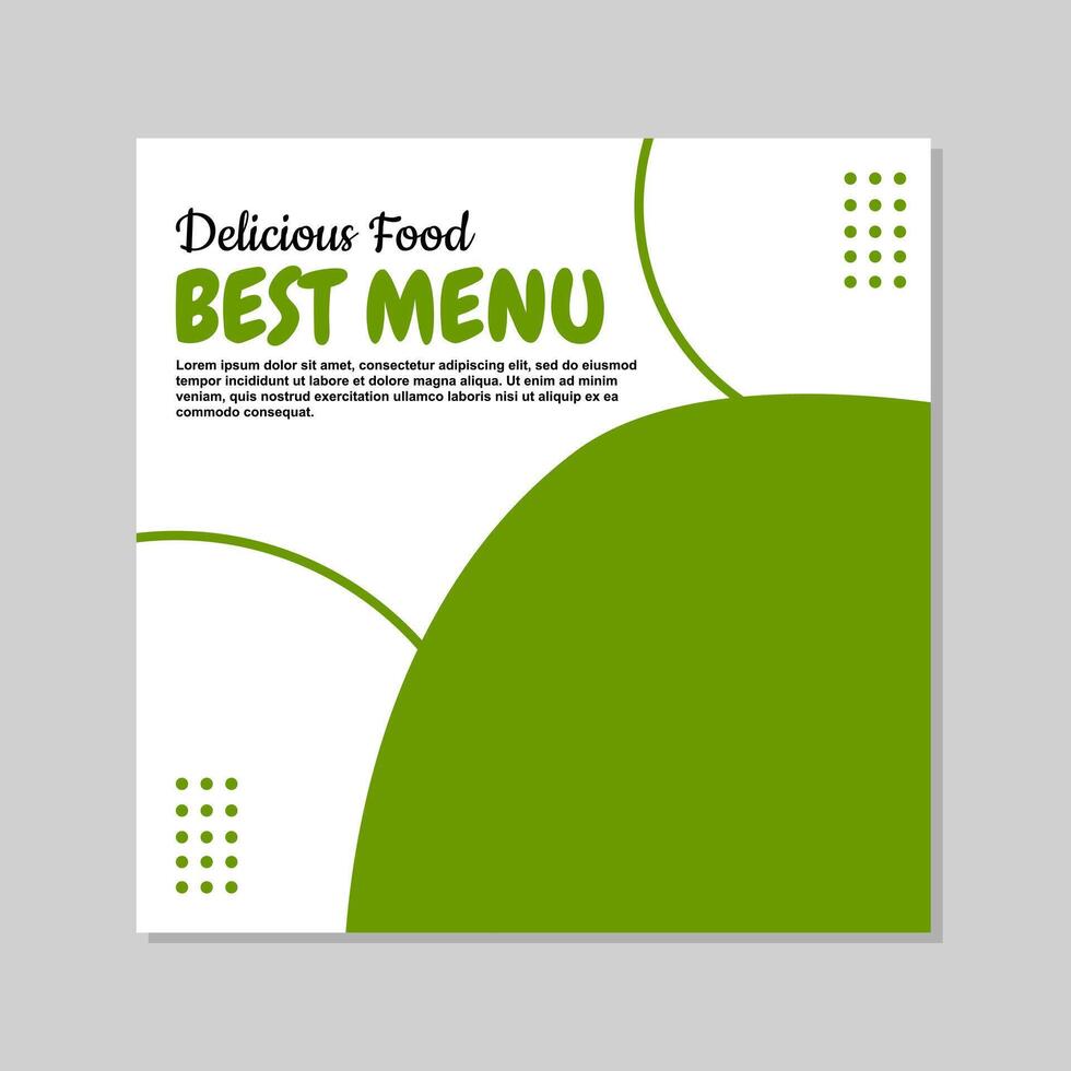 social media post template design in green and white abstract style for food and drink promotions. vector
