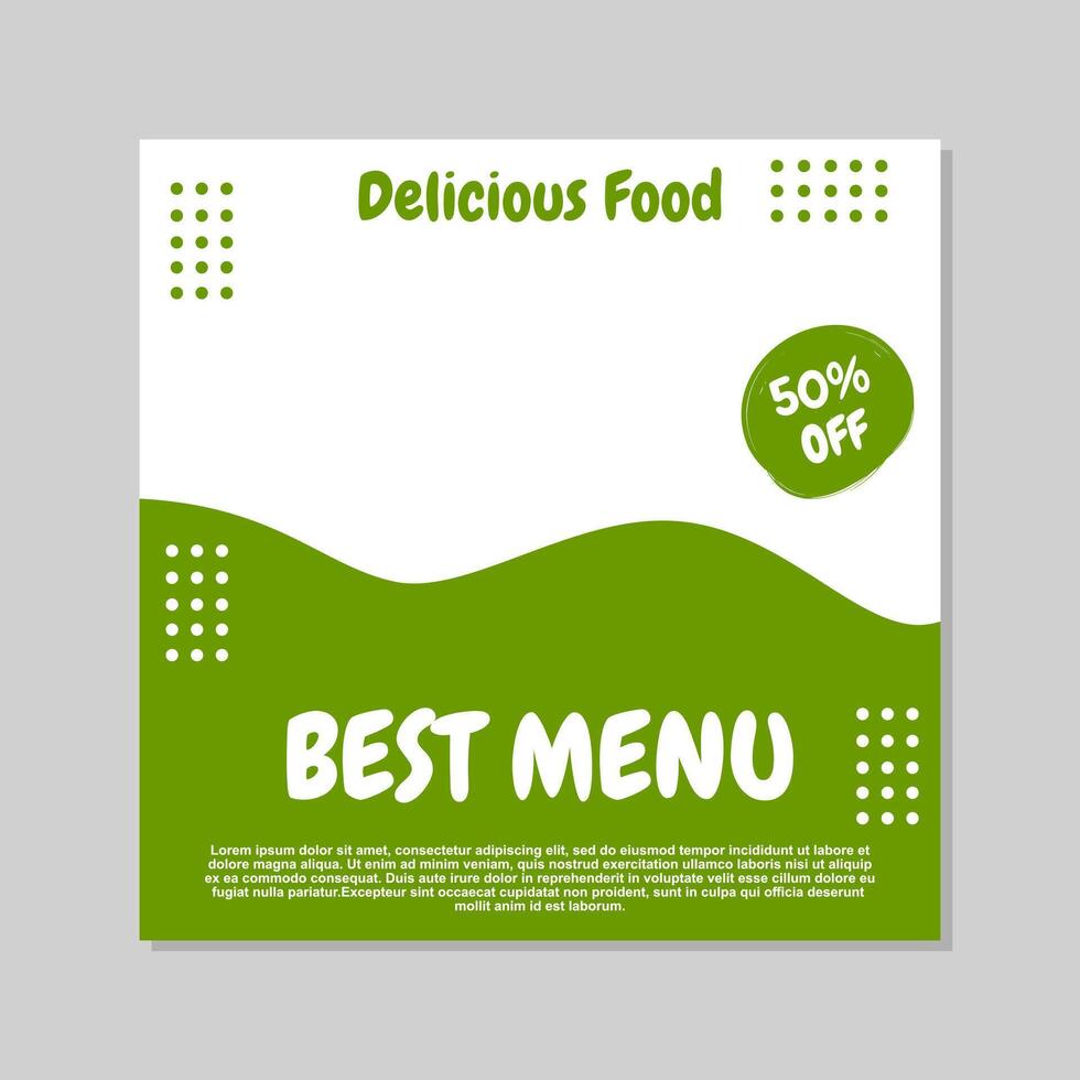 social media post template design in green and white abstract style for food and drink promotions. vector