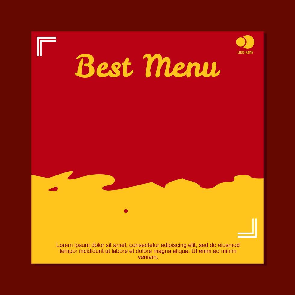 red and yellow social media post template design for food promotion vector