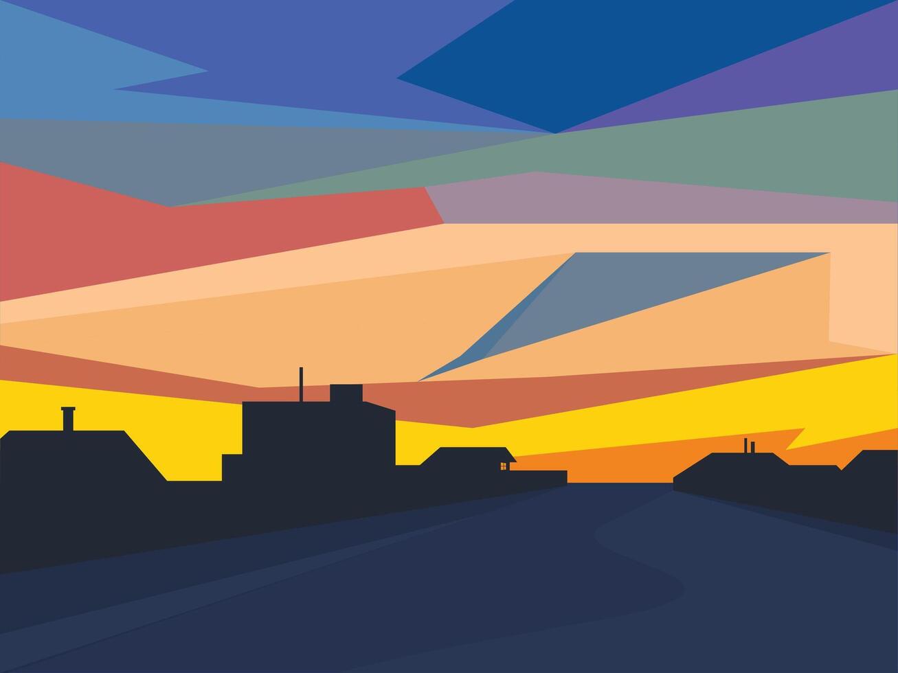 resumen amanecer paisaje en el campo vector