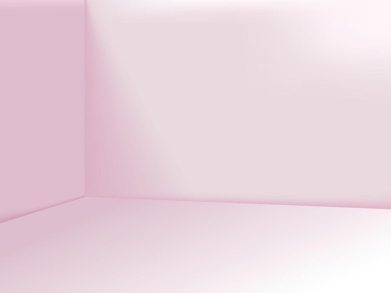 3D vector empty pastel pink room corner with light