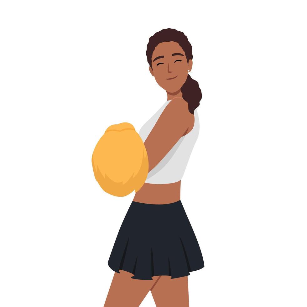 Pretty woman Cheerleader with Pom Poms. vector