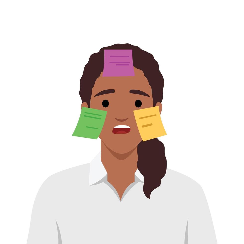 mujer cara con papel para un mensaje. vector