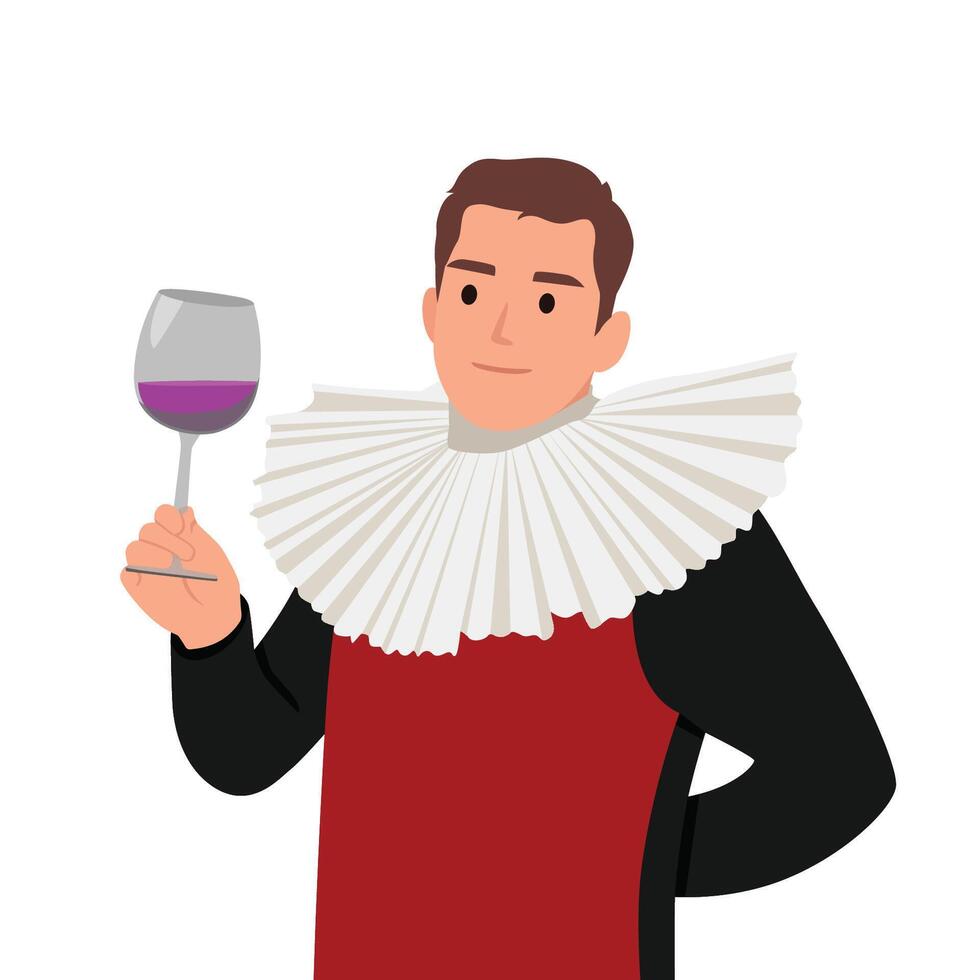 Young historical governor from the golden age with corrugated round collar. vector