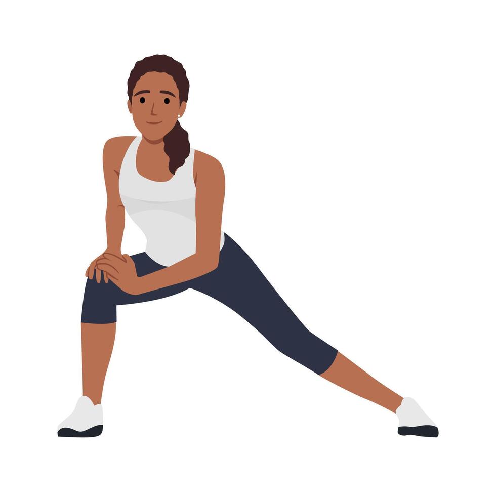 Sport woman doing Hip Flexor Stretches to Release Tightness and Gain Flexibility in Your Hips. vector