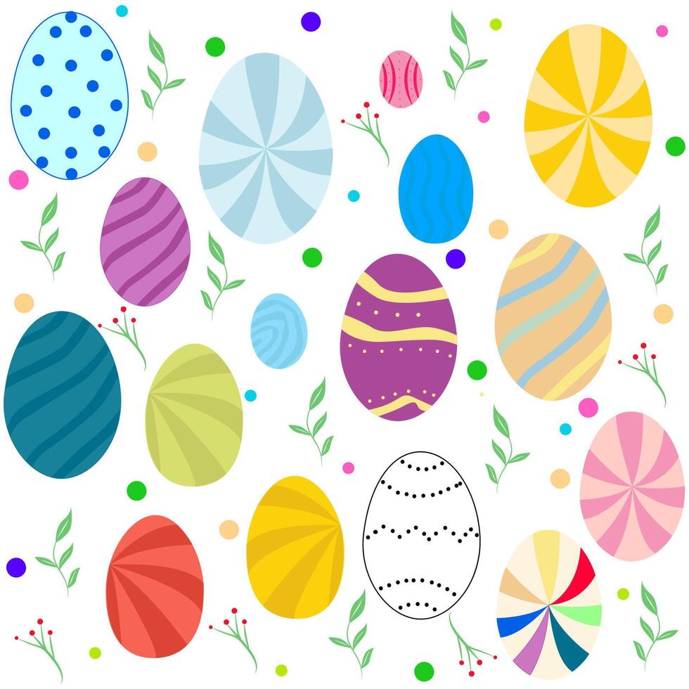 contento Pascua de Resurrección, vistoso huevos, Pascua de Resurrección huevo, de colores huevos. un conjunto de de colores huevos, un Pascua de Resurrección colocar. vector