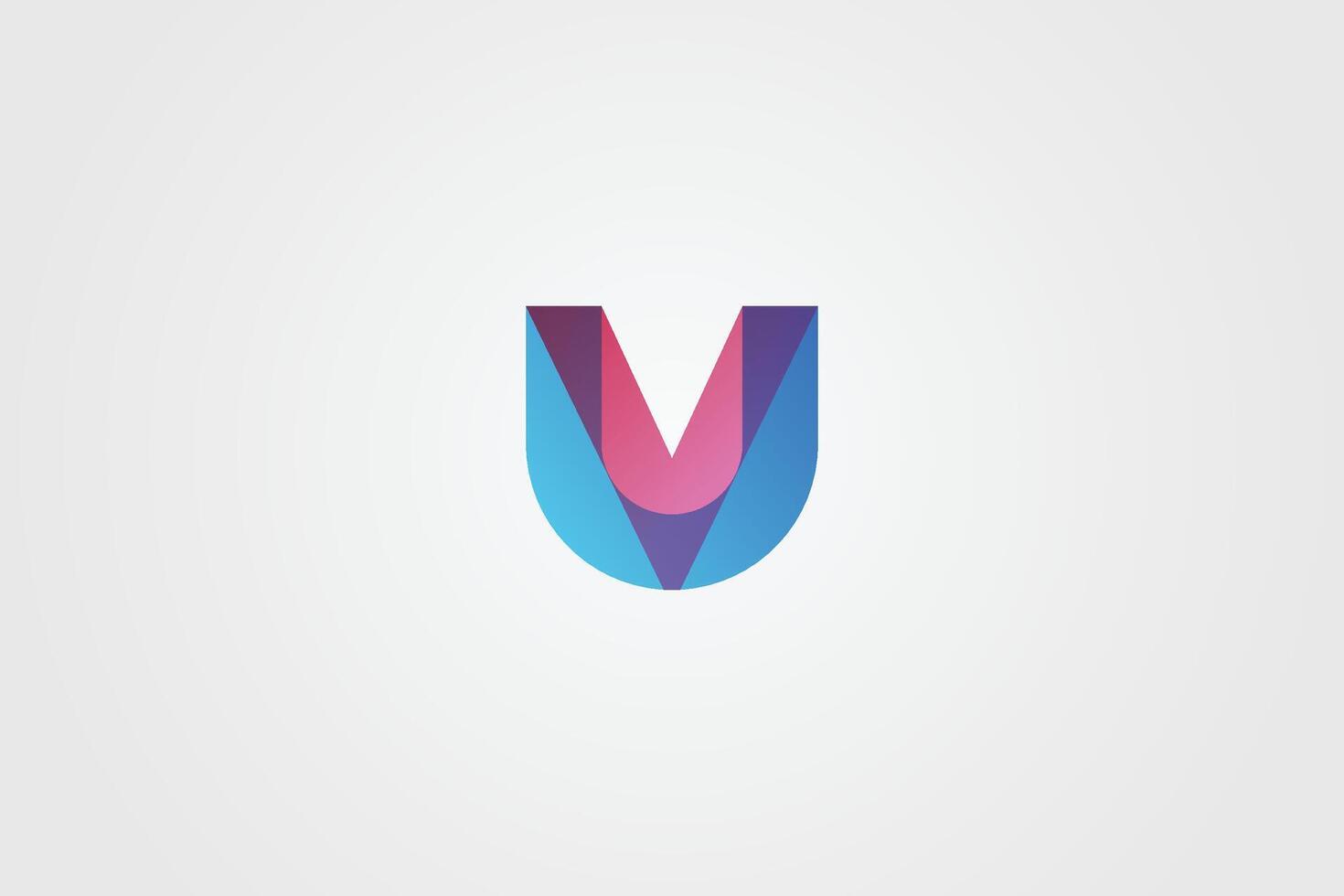 U V latter minimal logo vector